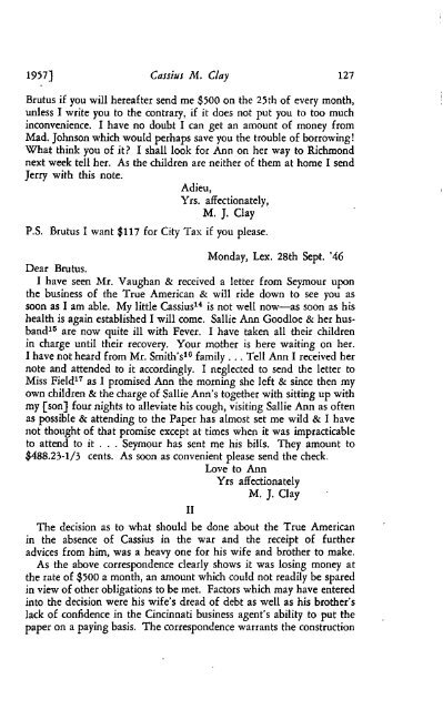 CASSIUS M. CLAY, "LION" - The Filson Historical Society