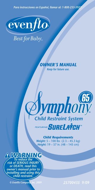 Evenflo symphony car seat manual cheap