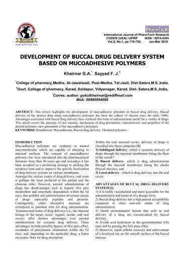 Development of Buccal Drug Delivery System based on - Research ...