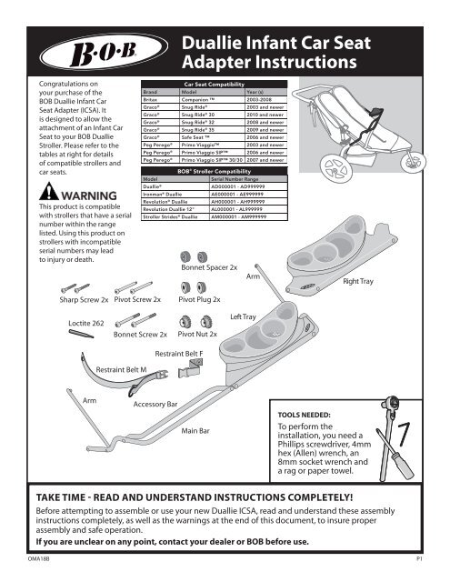 Duallie Infant Car Seat Adapter, Bob Stroller Graco Car Seat Adapter Instructions