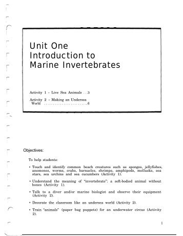 Unit One Introduction to Marine Invertebrates - the National Sea ...