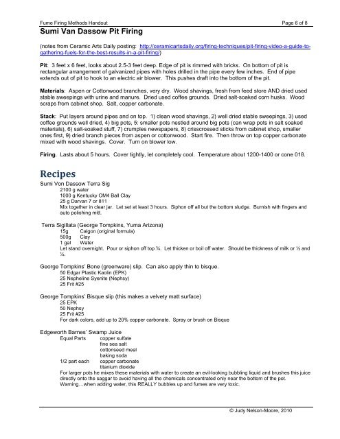 Fume Firing Methods Handout