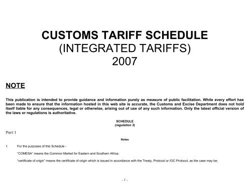 The Customs Tariff