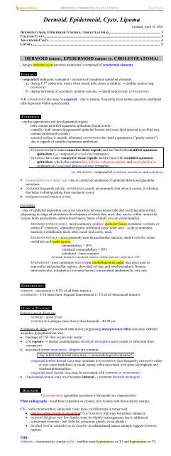 Dermoid, Epidermoid, Cysts, Lipoma - Viktor's Notes for the ...