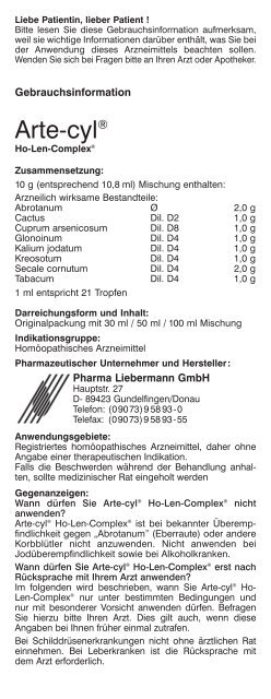 Packungsbeilage - Pharma Liebermann