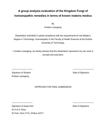 A group analysis evaluation of the Kingdom Fungi - Durban ...