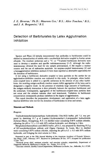 Detection of Barbiturates by Latex Agglutination Inhibition - Library