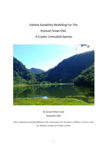 Habitat Suitability Modelling For The Anjouan Scops Owl, A Cryptic ...