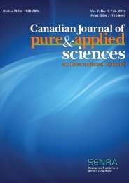 Current Issue - Canadian Journal of Pure and Applied Sciences