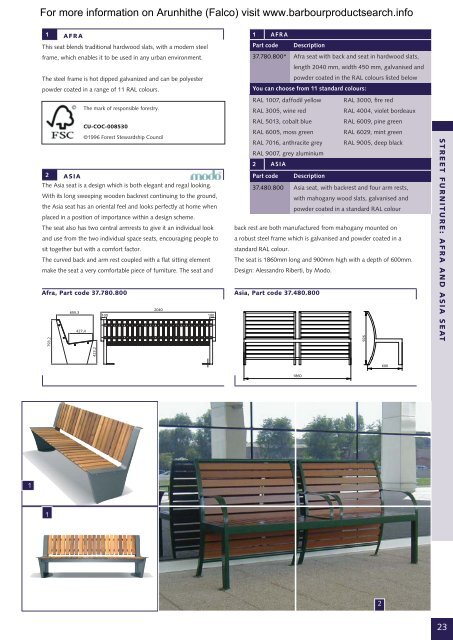 Street Furniture - Part 1 (Seating) - BD Online Product Search