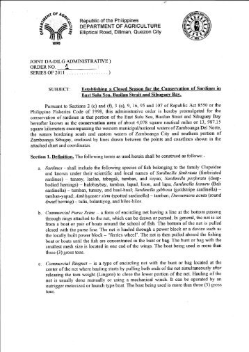 DA-DILG JAO Order No. 1, s. 2011 - Bureau of Fisheries and Aquatic ...