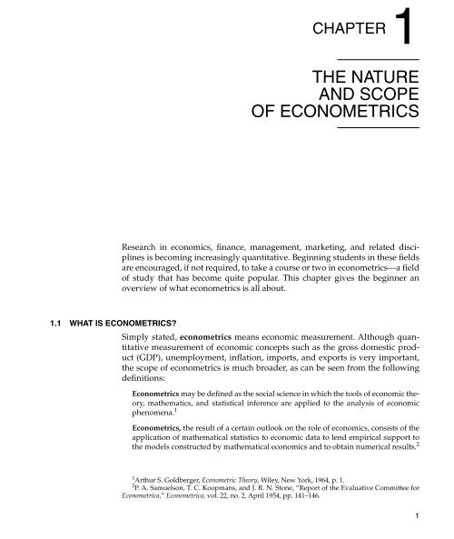 Chapter 1: The Nature and Scope of Econometrics