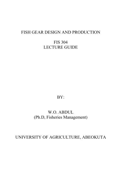 fish gear design and production - The Federal University of