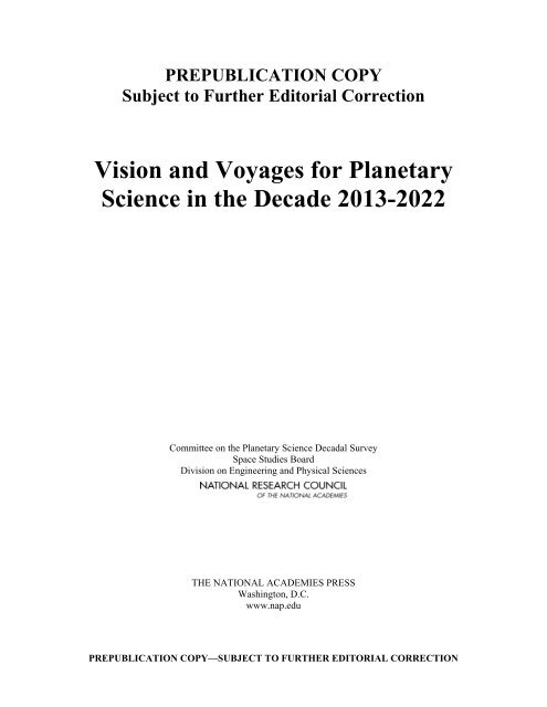 Vision and Voyages for Planetary Science in the - Solar System ...