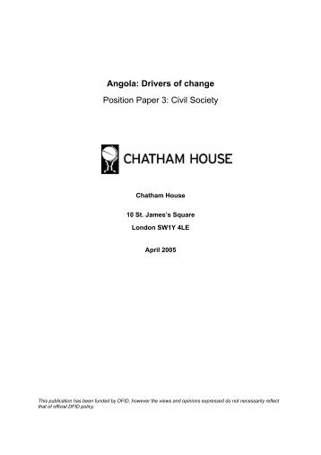 Angola: Drivers of change Position Paper 3: Civil Society - gsdrc