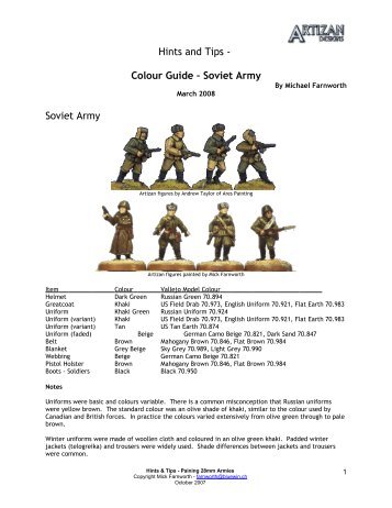Soviet Army Colour Guide - Artizan Designs