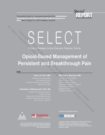 Opioid-Based Management of Persistent and Breakthrough Pain