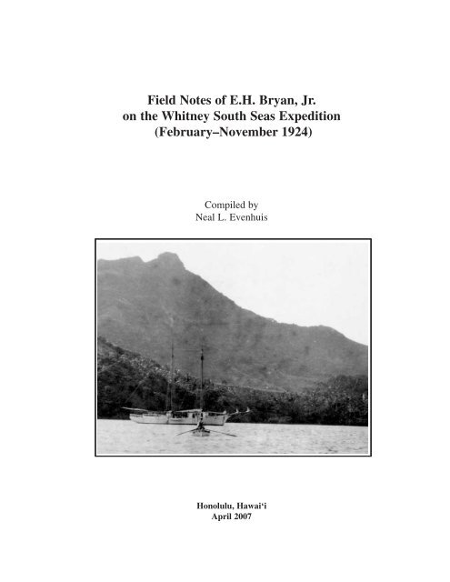Field Notes of E.H. Bryan, Jr. on the - Hawaii Biological Survey ...