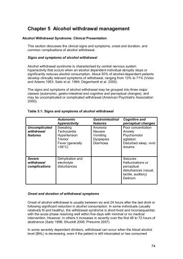 Chapter 5 Alcohol withdrawal management