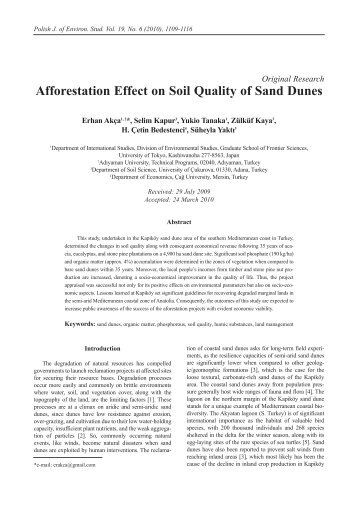 Afforestation Effect on Soil Quality of Sand Dunes - Polish Journal of ...