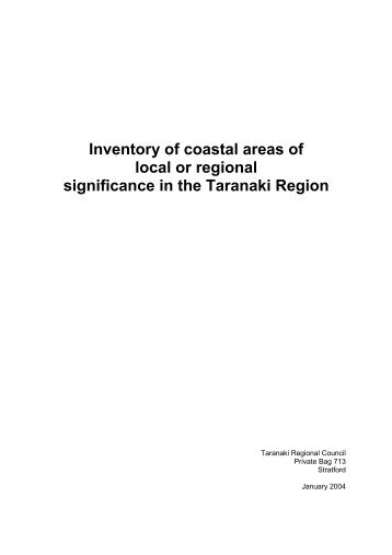 Inventory of coastal areas of local or regional significance in the ...