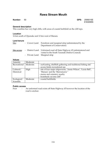 Inventory of coastal areas of local or regional significance in the ...