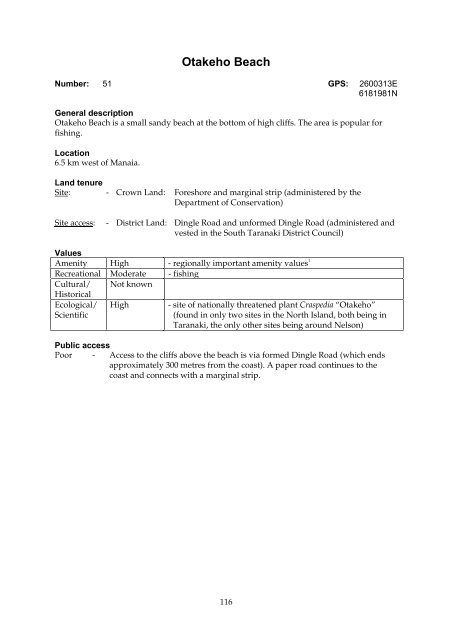 Inventory of coastal areas of local or regional significance in the ...