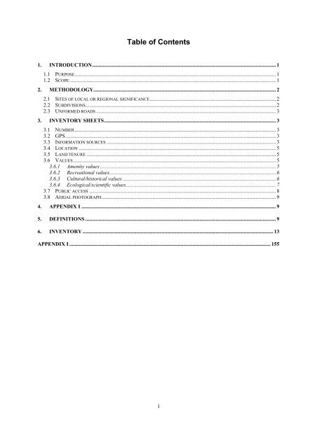 Inventory of coastal areas of local or regional significance in the ...