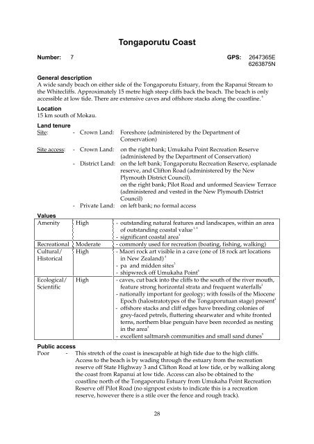 Inventory of coastal areas of local or regional significance in the ...