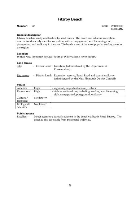 Inventory of coastal areas of local or regional significance in the ...