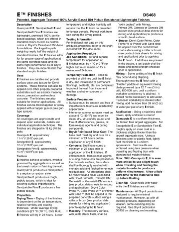 E Finishes Data Sheet - Continuous Insulation - Dryvit