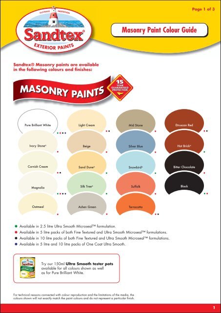 Masonry Paint Color Chart