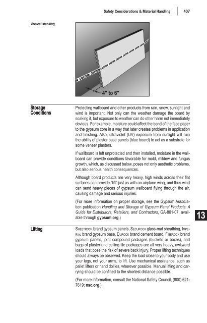 13 Safety Considerations & Material Handling - USG Corporation