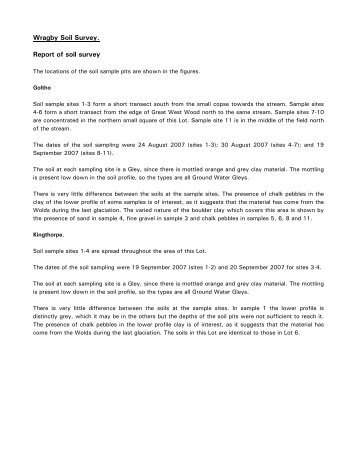 Wragby Soil Survey. Report of soil survey - The Woodland Trust