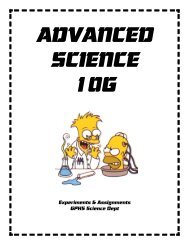 ADVANCED SCIENCE 10G - Winnipeg School Division