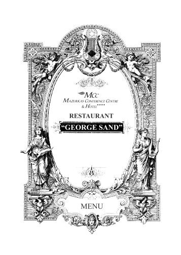 Karta Menu Restauracji George Sand - Hotel Mazurkas