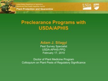 Preclearance Programs with USDA/APHIS - Plant Medicine Program