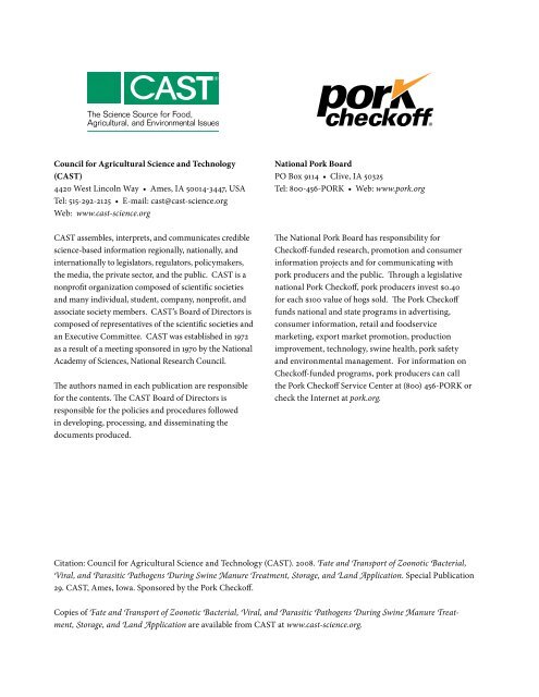 Fate and Transport of Zoonotic Bacterial, Viral, and - The Pork Store ...