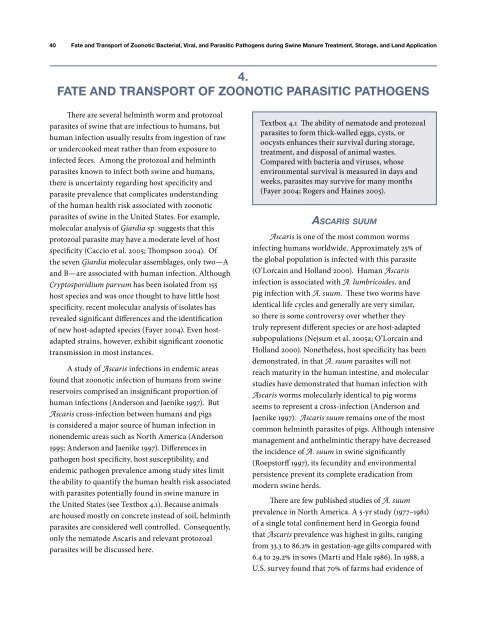 Fate and Transport of Zoonotic Bacterial, Viral, and - The Pork Store ...