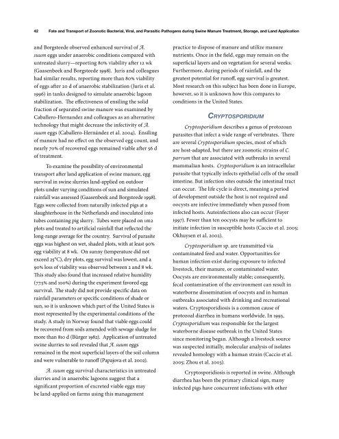 Fate and Transport of Zoonotic Bacterial, Viral, and - The Pork Store ...