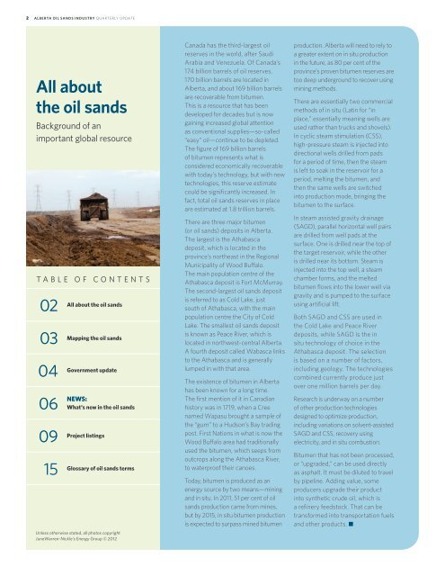 Oil Sands Quarterly Winter 2013 - Alberta, Canada