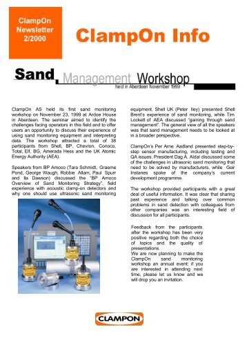 ClampOn AS held its first sand monitoring workshop on November ...