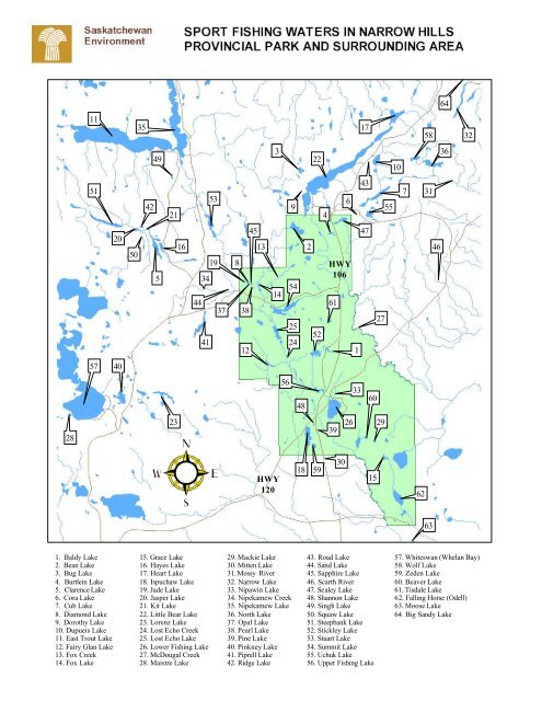 Narrow Hills Fishing Map Sport Fishing Waters In Narrow Hills Provincial Park - Flatland Fly ...
