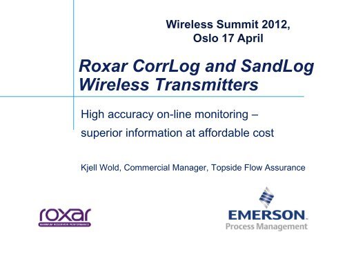 Roxar CorrLog And SandLog Wireless Transmitters - Ifea
