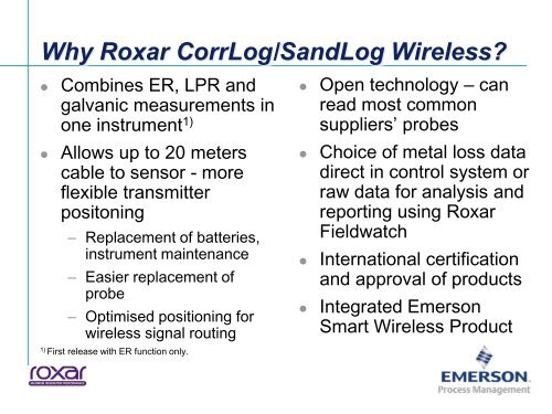 Roxar CorrLog And SandLog Wireless Transmitters - Ifea