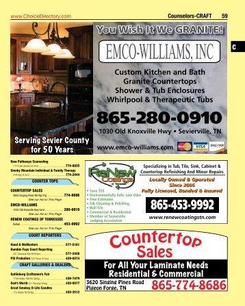 Counter Tops-Motels - Choice Directory