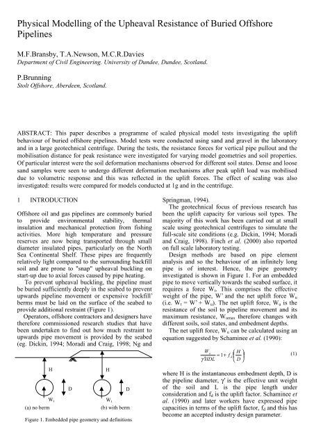 Physical Modelling of the Upheaval Resistance of Buried Offshore ...