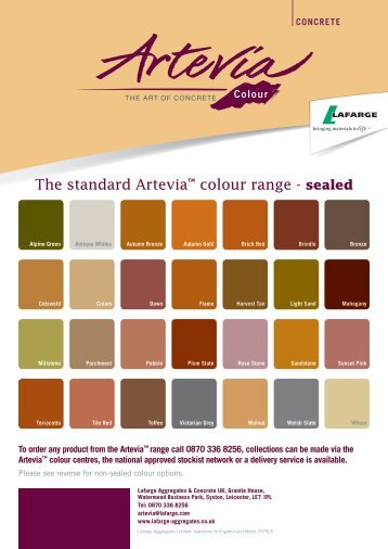 Artevia Colour Chart - Lafarge Cement