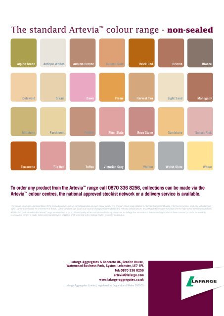 Lafarge Mortar Color Chart