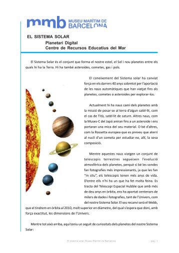 EL SISTEMA SOLAR Planetari Digital Centre de Recursos Educatius del Mar